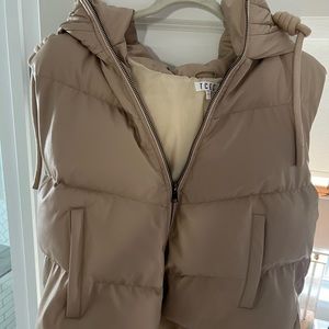 Faux leather puffer vest